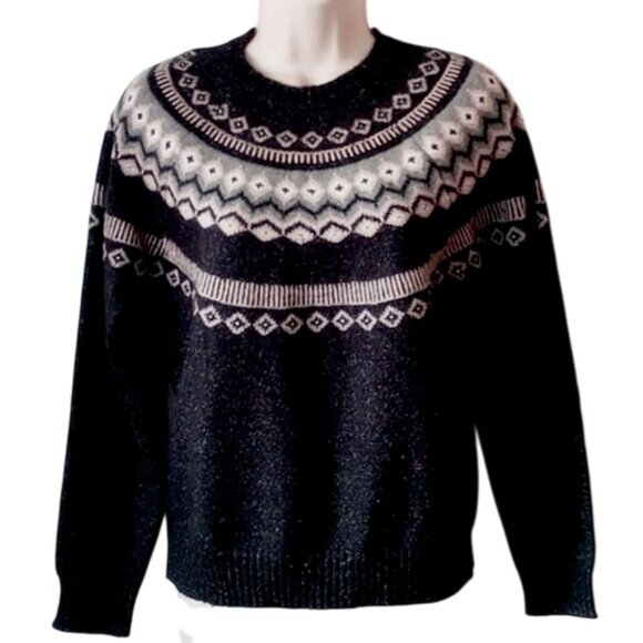 Weatherproof Sweaters - NWOT Original Weatherproof Vintage Faire Isle Crew Neck Sweater Charcoal Fleck